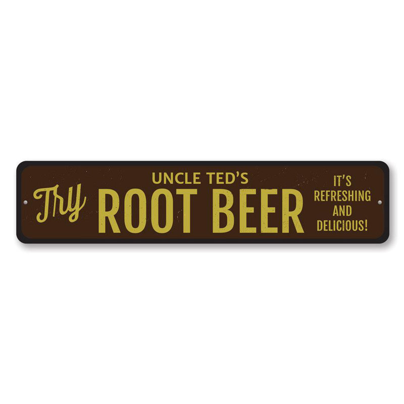 Enseigne en aluminium Root Beer, H 6 po x l 24 po x P 0,06 po