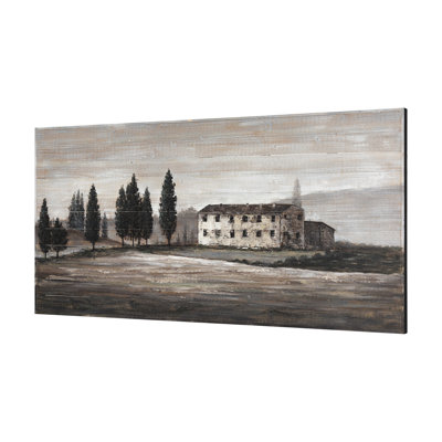 Tuscan Cypress 60x36 Hand Painted on Wood Oil Painting