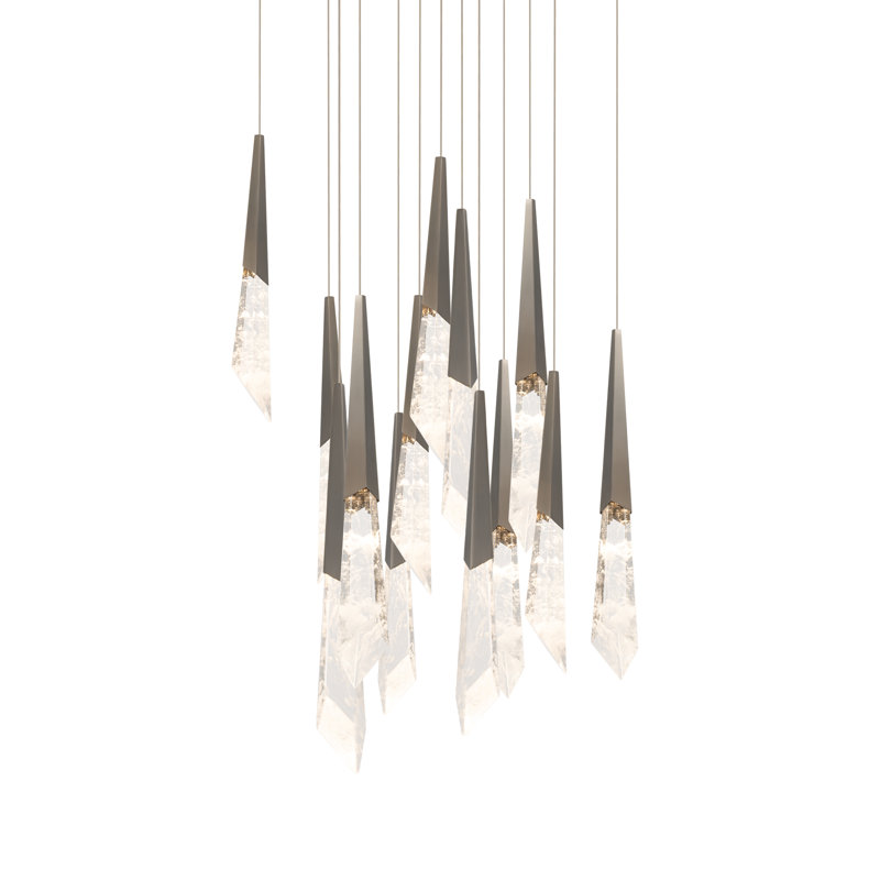 Solitude 13 Light Crystal LED Multi-Light Pendant, Antique Nickel