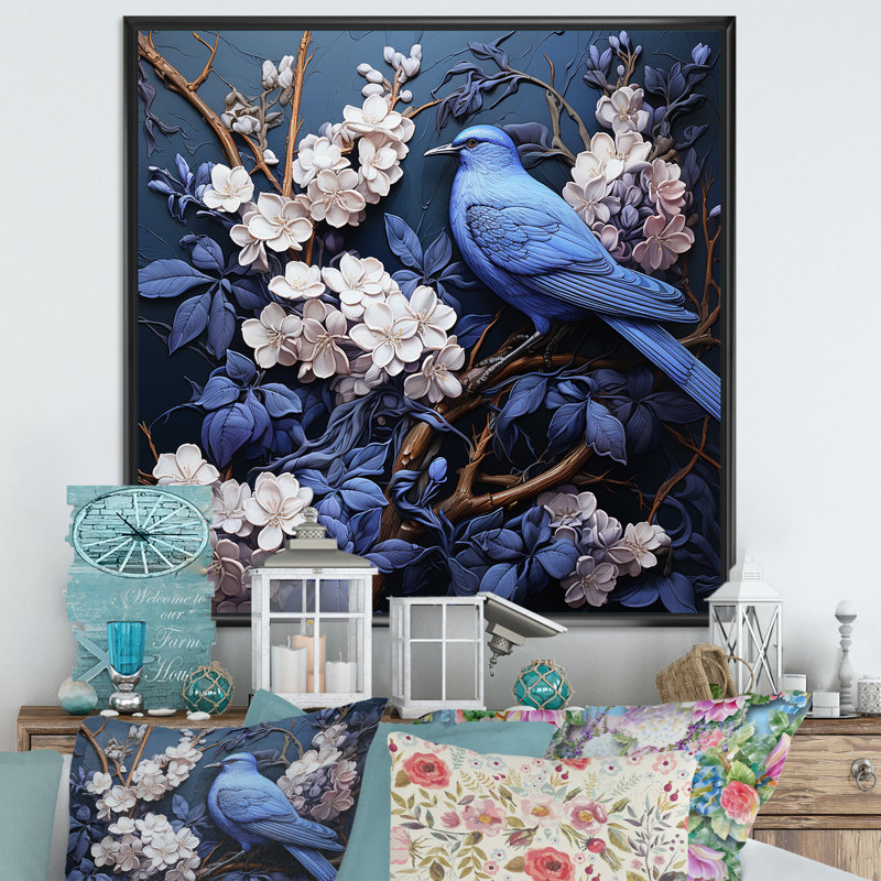 «Blue Garden of Lilacs III», reproduction sur toile, Cadre flottant noir, H 30 po x l 30 po