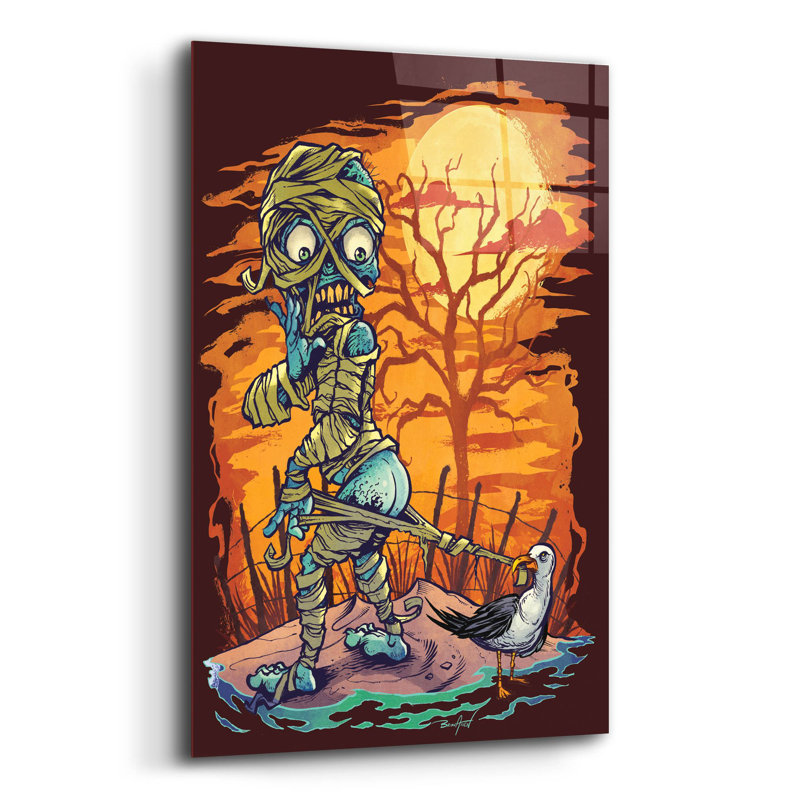 The Holiday Aisle® «Halloween At The Beach - Mummy» par Flyland Designs, art mural en verre acrylique,