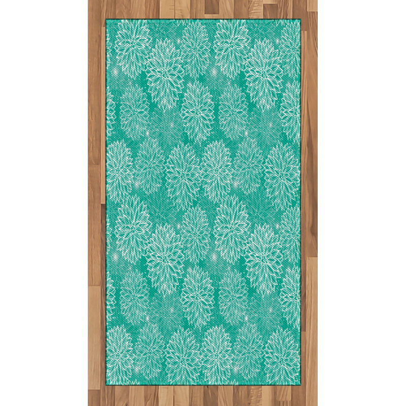 Tapis décoratif long en fibres de poly haute densité bleu sarcelle, Rectangle 2 pi 7 po x 5 pi