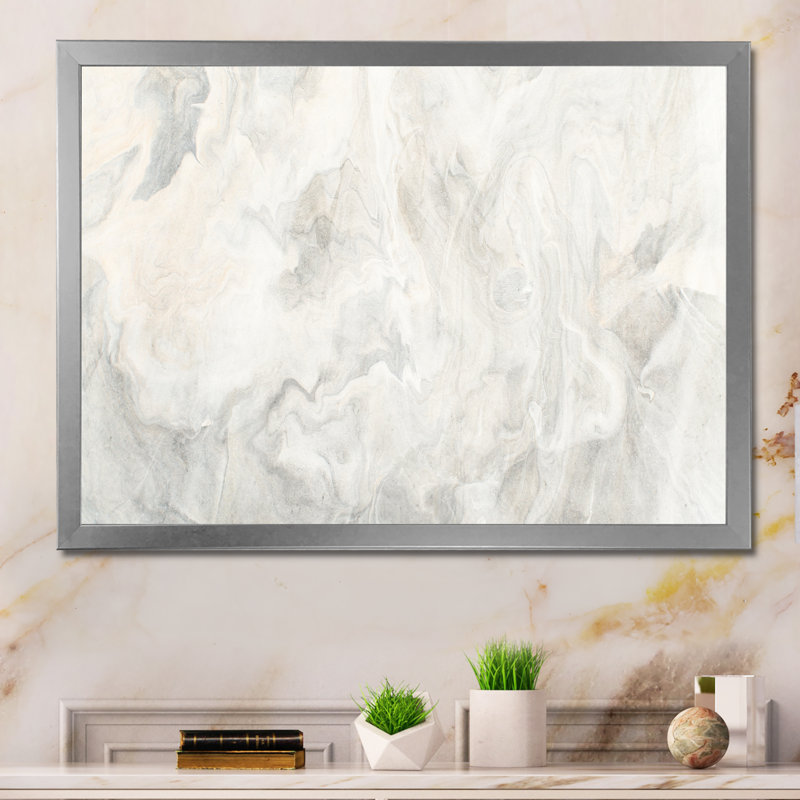 «Wave Art» dans les tons de crème liquide, impression sur toile, H 12 po x l 20 po x P 1 po, Cadre photo argenté