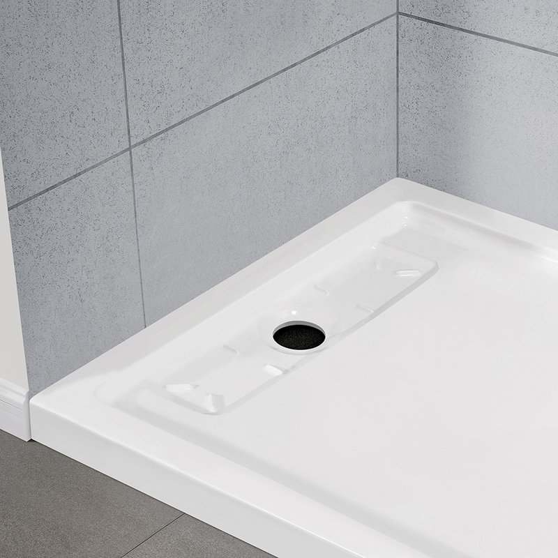 White Acrylic 72x36 Rectangular Shower Base with Hidden Drain