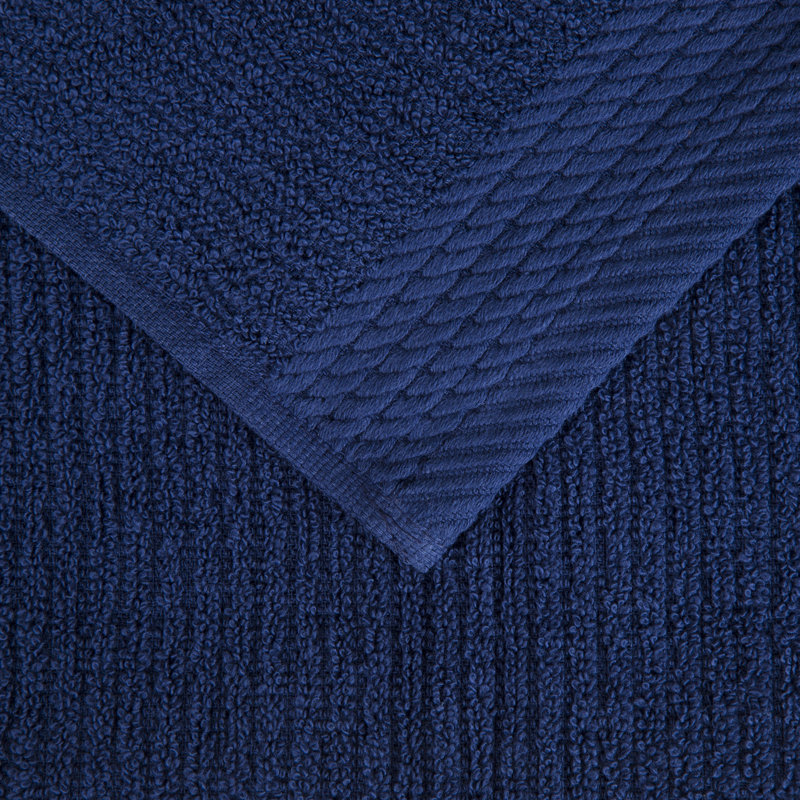 Airyonna 10-Pc Bath Towel Set - Luxurious 100% Cotton Ribbed Pile Absorbent Bathroom Set Towels, Navy