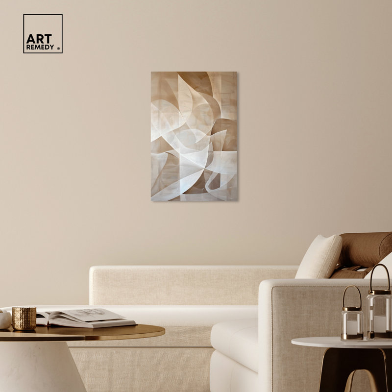 Art Remedy Beige and White Abstract Canvas Wall Art, 24" x 36"