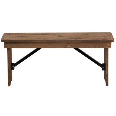 Dejon 40" x 12" Commercial Grade Rustic Solid Pine Folding Bench by Flash Furniture