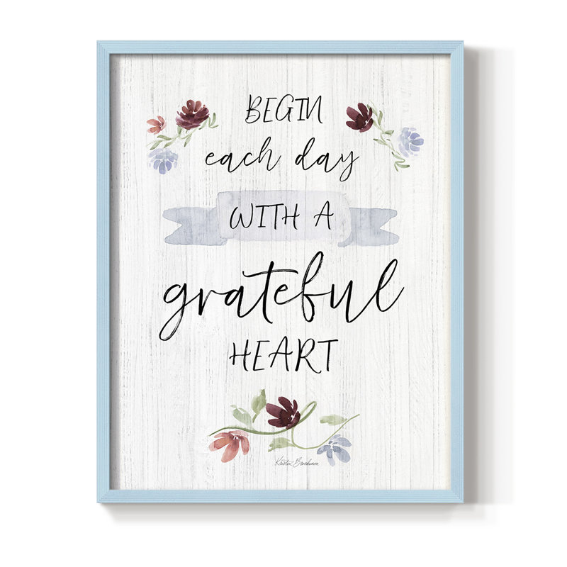 «Grateful Heart», reproduction encadrée - bois massif, H 21 po x l 17 po, Bleu