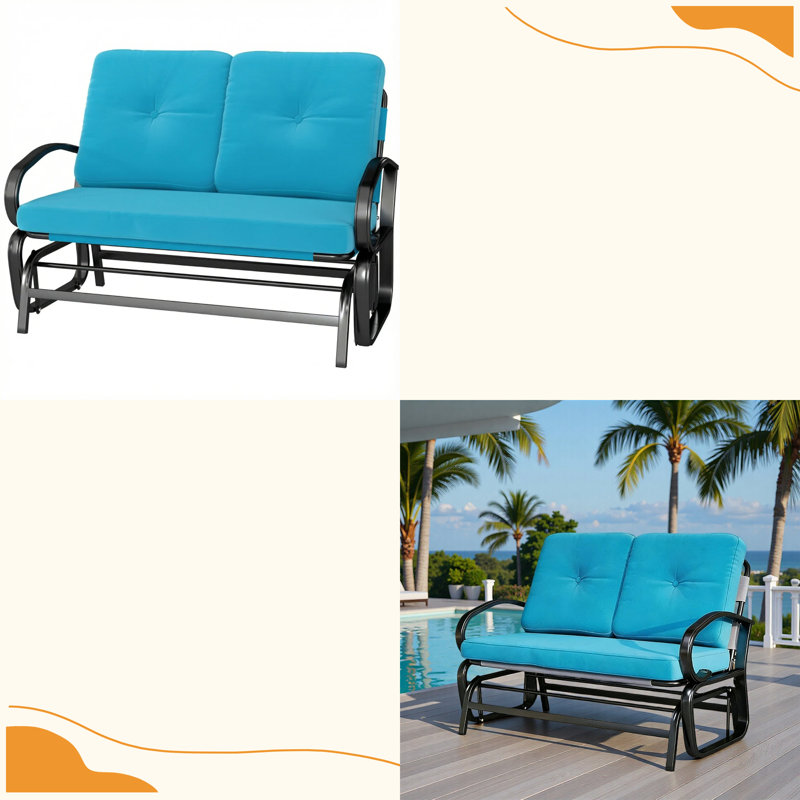 Causeuse de jardin à bascule pour 2 personnes, banc oscillant d'extérieur