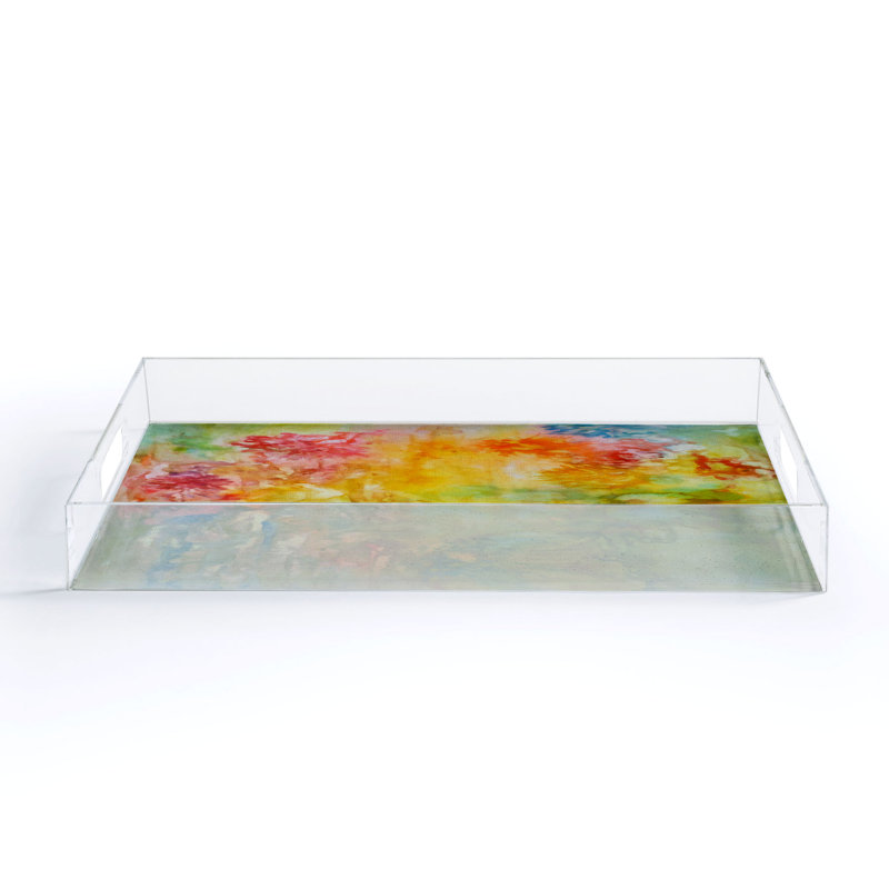 Cassidy Rae Marietta Swiss Cross Remix Acrylic Tray, Abstract, Yellow
