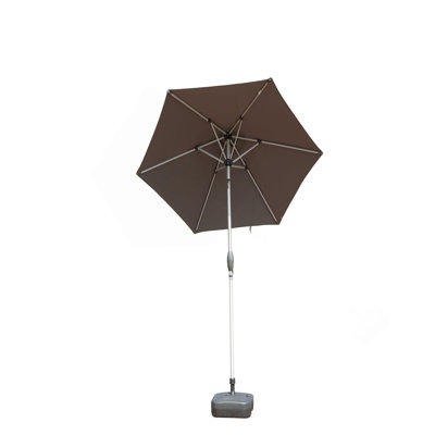 Parasol de patio 7,5 pi, parasol de table d'extérieur avec bouton poussoir inclinable et manivelle, parasol de protection contre les rayons UV du marché avec 6 nervures robustes pour le jardin, la terrasse, la cour arrière, la piscine