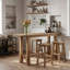 Table de bar 63 po en bois massif Farmhouse avec pieds robustes, table de pub pour bar à domicile, cuisine et salle à manger (sans tabouret)-129957591