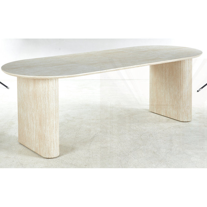 Table de salle à manger extensible, Blanc / Chêne