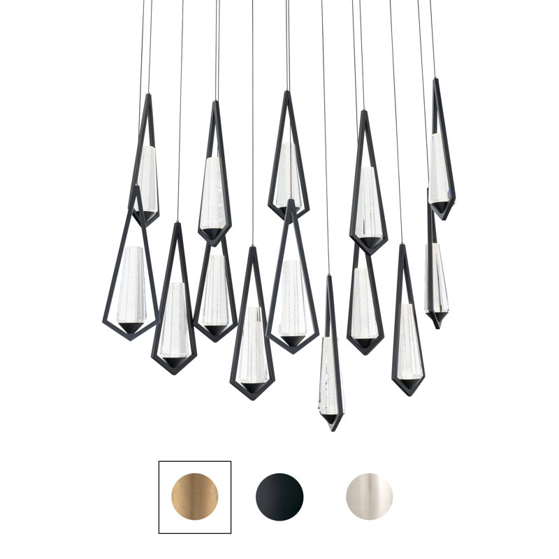 Devotion LED Pendant, 18" H x 9.5" W x 40" D, Aged Brass, 14 Lights