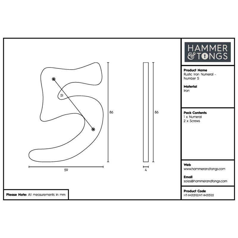 8.6cm H Iron House Number
