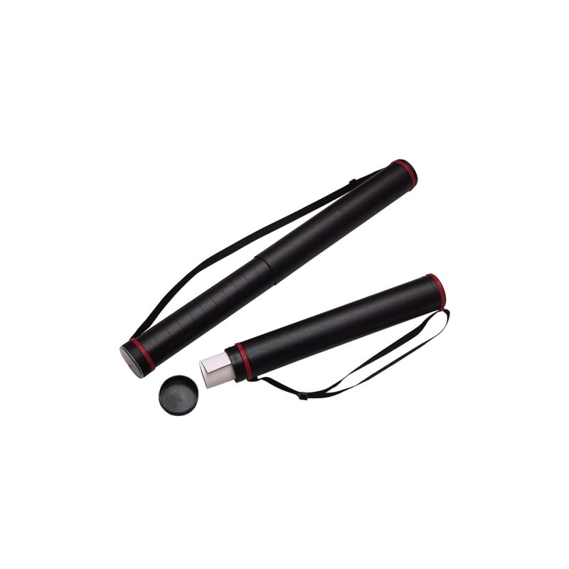 Tube télescopique pour documents, avec sangle, réglable 43 po, 3 po de diamètre, noir