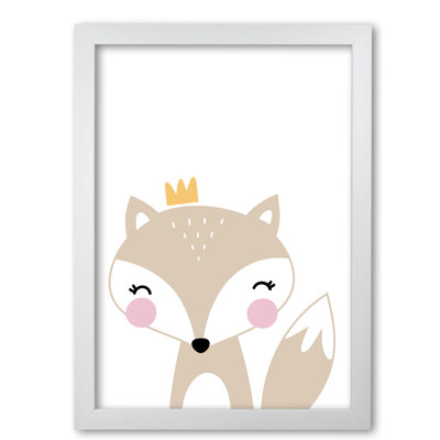 Scandi Fox With Crown - Print