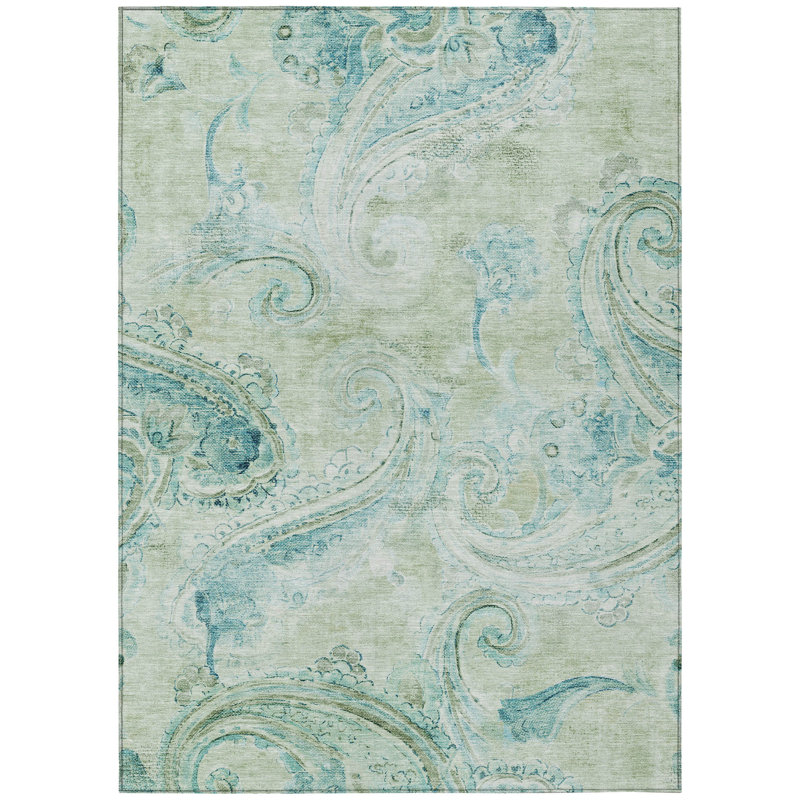 Machine Washable Indoor/Outdoor Chantille ACN2747 Paisley Rug, 3' x 5', Sage