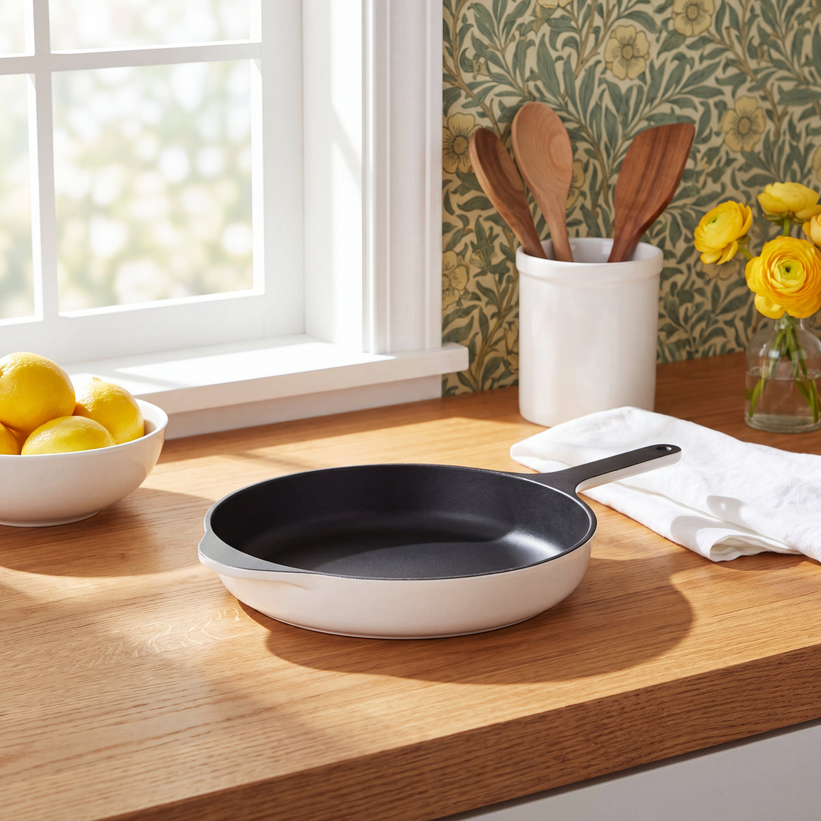 Caraway 10.5" Enameled Cast Iron Skillet, Cream