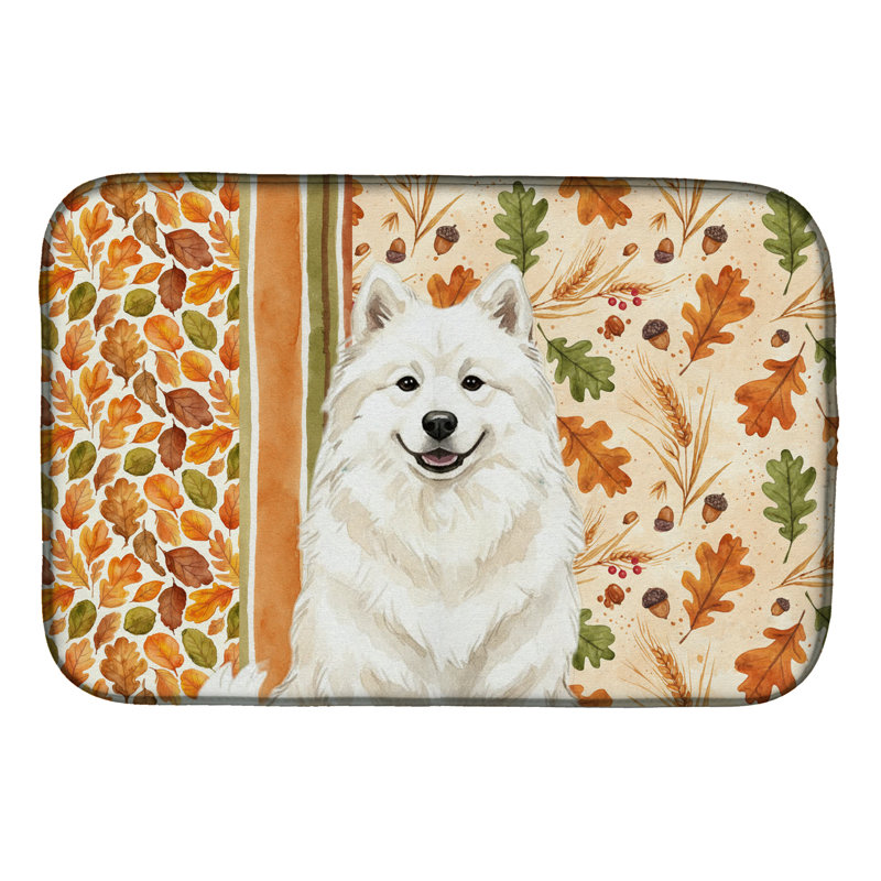 Cream Samoyed Heirloom Fall Dish Drying Mat