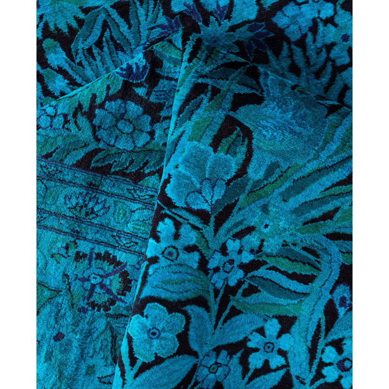 Overdyed Hand-Knotted Wool Modern-Contemporary Green Area Rug 9' 1" x 12' 4"