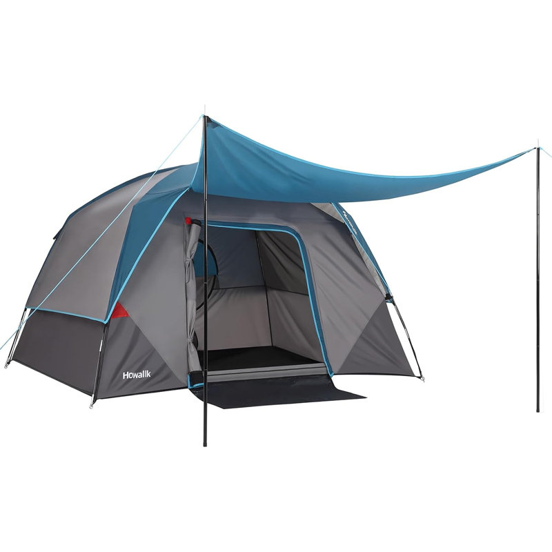 Tente de camping 2,8 pi (L) x 7 pi (H) x 58 po (H) avec rainfly, tente de camping facile à installer pour 4 à 6 personnes