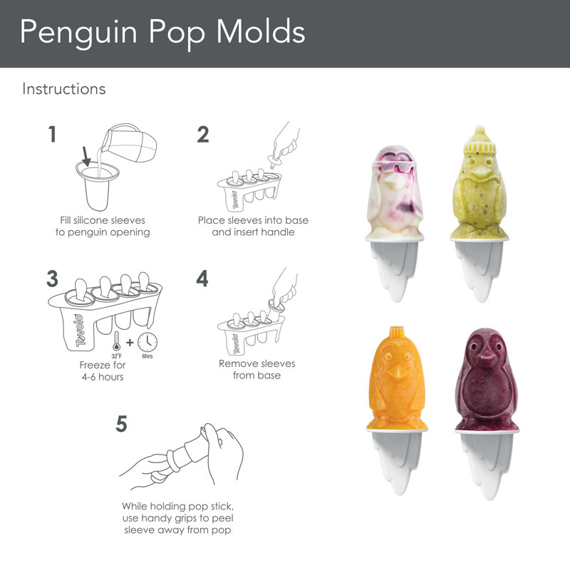 Tovolo 4 Piece Penguin Pop Mold Set
