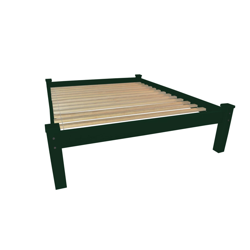 Dark Green Solid Wood Queen Bed Frame