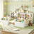 Montessori Floor Bed with Bookcase & Guardrails Storage Kids Grounded Bed, Mother & Child Low-Profile Bed-1004462599-989917588
