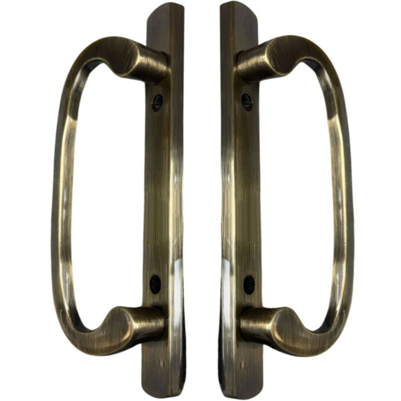 Ensemble de fausses poignées de porte de patio coulissantes 8,5 po Legacy, Laiton antique