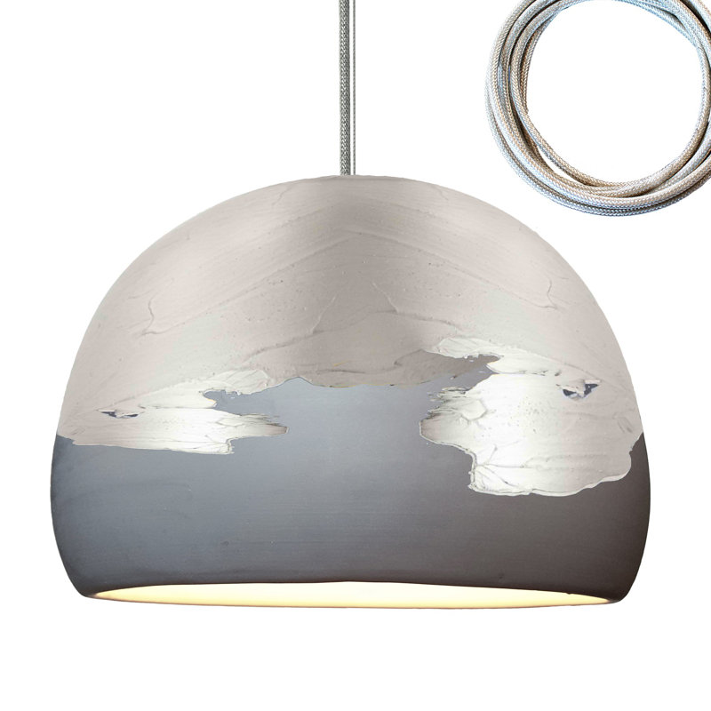 Luminaire suspendu en dome à 1 lumière, Nickel, Gris mat / argent