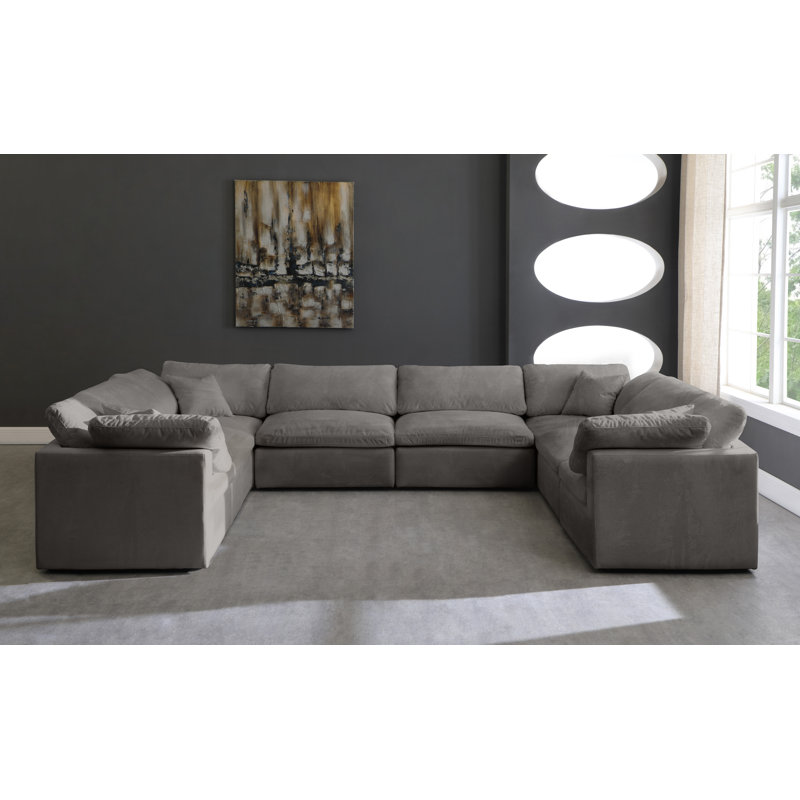 Canapé modulaire réversible en velours Cozy, Velours gris