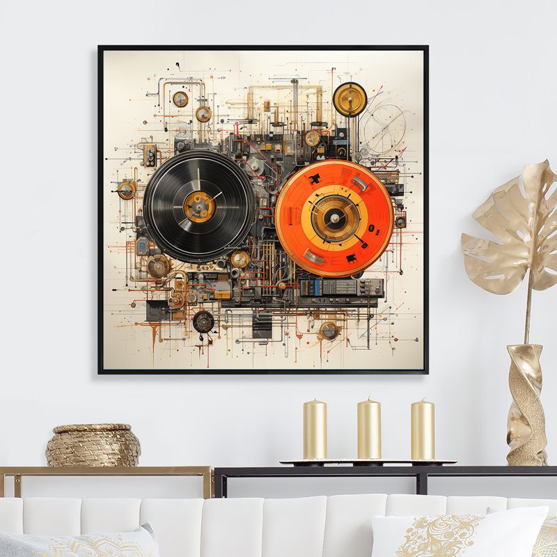 Schéma I sur toile, Cadre flottant noir, H 16 po x l 16 po x P 1 po