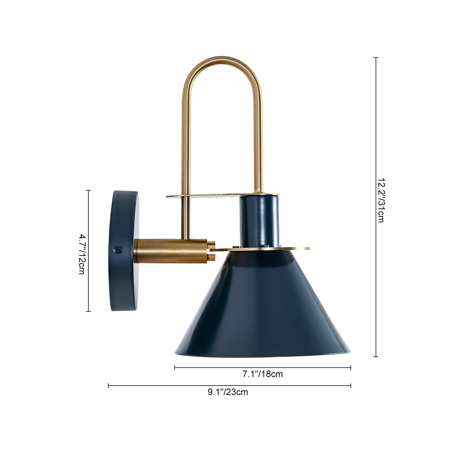 Jacoline Single Light Dimmable Armed Sconce, Blue