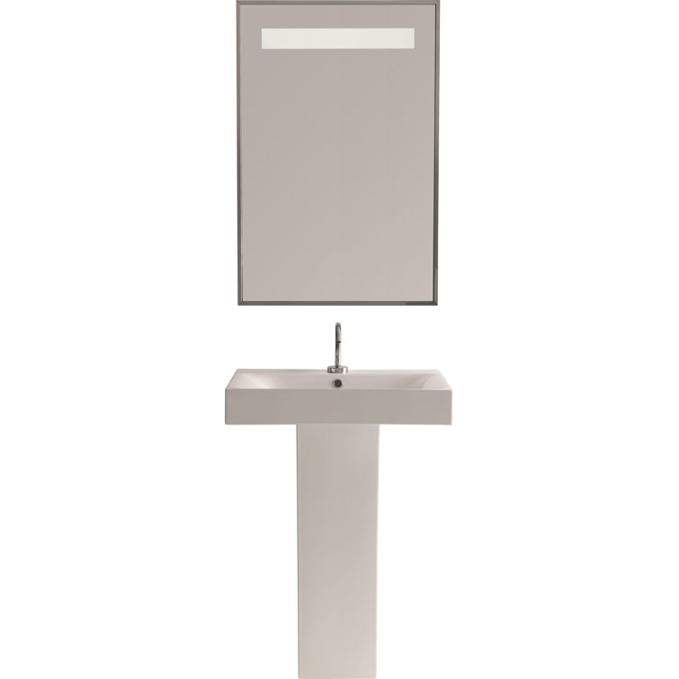 WS Bath Collections Cento 17.7'' Glossy White Ceramic Rectangular Bathroom Sink with Overflow