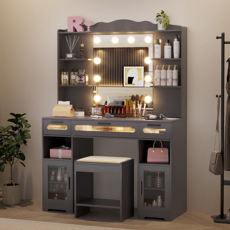 Ragin Makeup Vanity With Usb Power Outlet And 3 Modes Adjustable Brightness Light