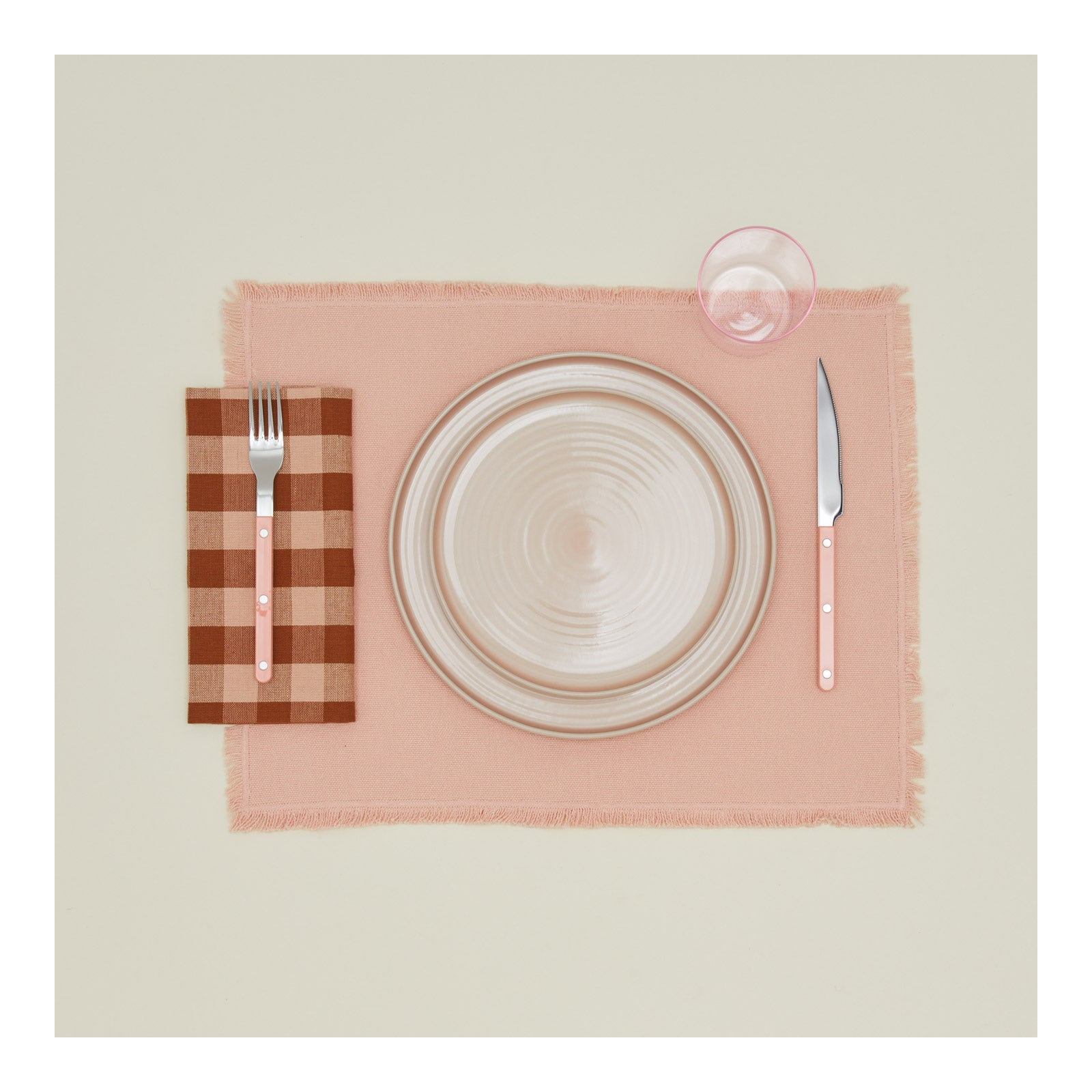 Essential Gingham Dinner Napkins, Blush/Terracotta