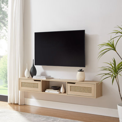 Petoskey Floating Wall Mounted TV Stand with 2-Dropdown Doors