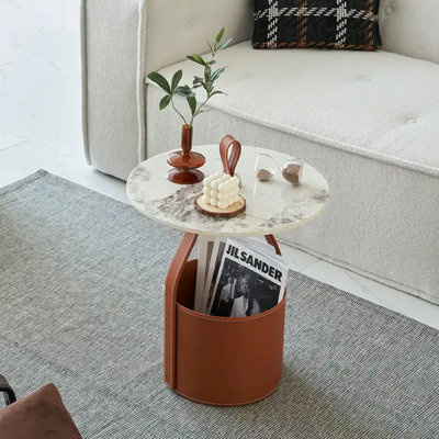 Table de bout en marbre avec porte-revues Ponti