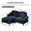 Élégant canapé Mid-Century modulaire à deux places en forme de L avec accoudoirs évasés et volants amovibles, avec jupes plissées et pieds fuselés, canapé-lit en chenille confortable avec repose-pieds mobile-132959946