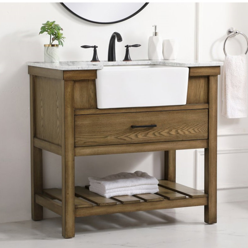 Ensemble de meuble-lavabo simple 36 po Pelaghia, Bois flotté