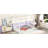 Full Size Canopy Frame Rubber Wood Floor Bed With Fence,Guardrails,White-638814981