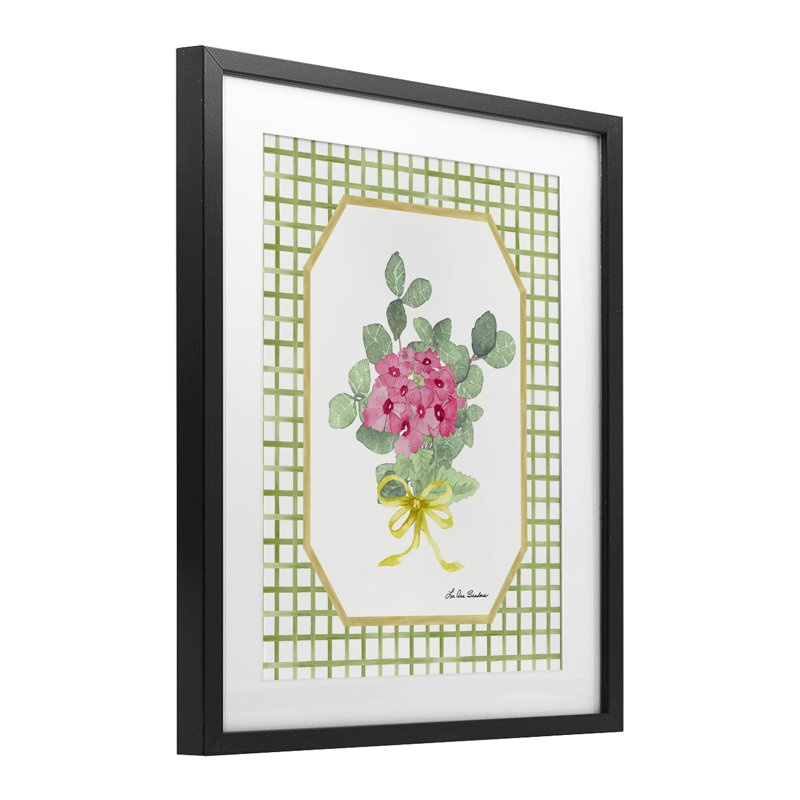 «Botanical Story on Grid», reproduction d'art encadrée sous verre, conception de Lee Ann Sanders, Cadre noir minuit