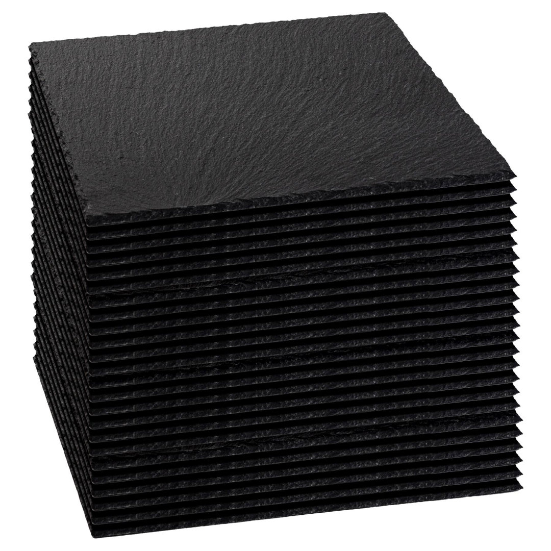 Argon Tableware Unisex Black Square Slate Placemats - 33Cm - 24X Natural Stone Dining Table Dinner Serving Board Platter Place Mats Sets Large - Image 3