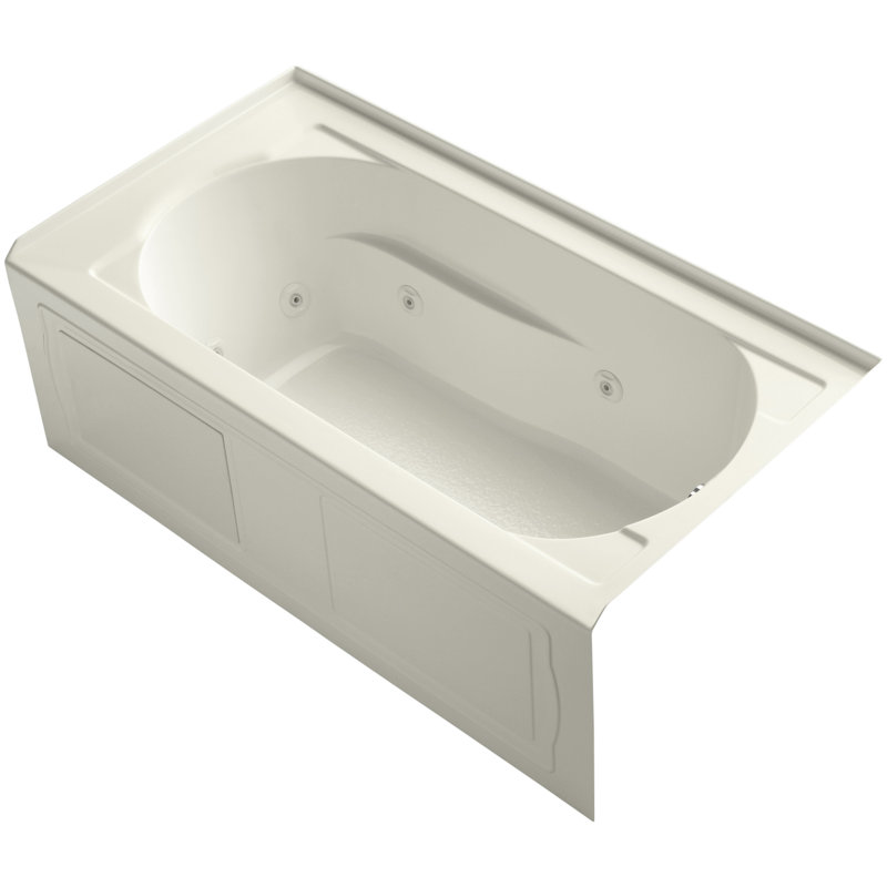 Devonshire Alcove 60" x 32" Whirpool Bathtub, Sandbar, Right