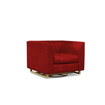Remy 41" Wide Tufted Genuine Leather Swivel Armchair