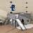 Low Loft Bed With Storage Shelves And Slide, Solid Wood Loft Bed Frame With Door And Window Design-125048543