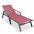 Marlin Outdoor Patio Reclining Chaise Lounge Arm Chair with Powder-Coated Aluminum Frame- Breathable Sling Mesh Fabric, Adjustable Backrest-124823755-124823762