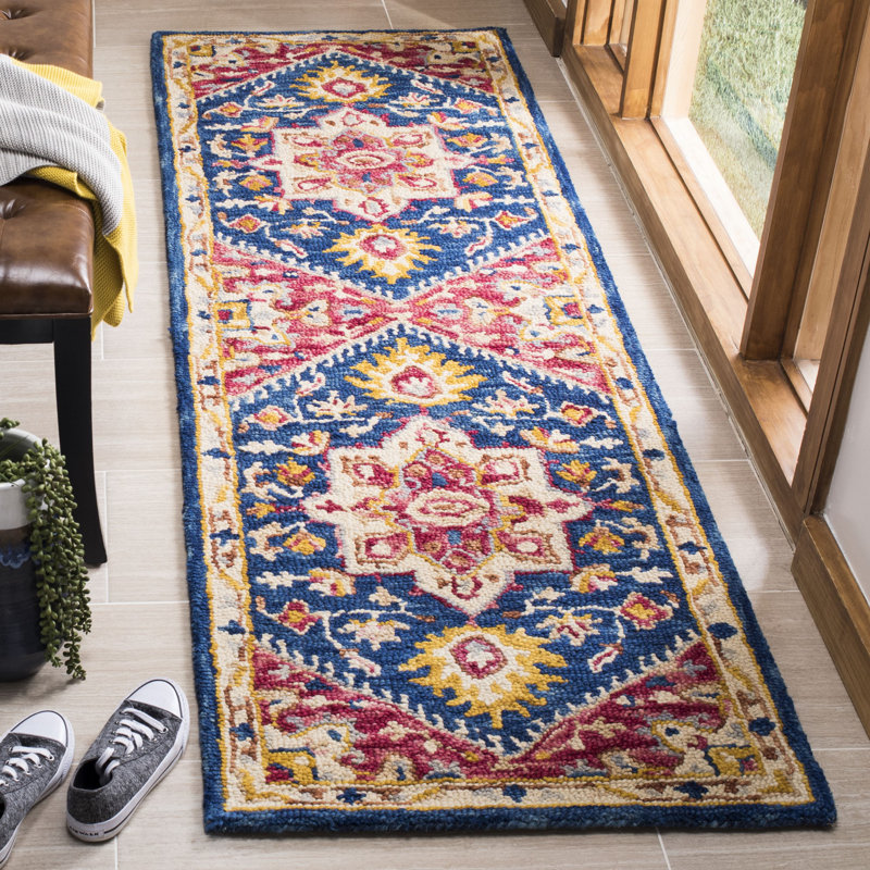 Tapis oriental en laine touffeté à la main Posner, Tapis de couloir 2 pi 3 po x 9 pi