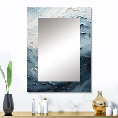 Minimalisme noir et bleu peinture vague II - miroir mural côtier